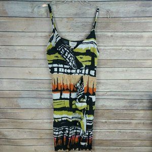 ❤ECI Women's Sundress Size 4 Green Black Orange Sleeveless